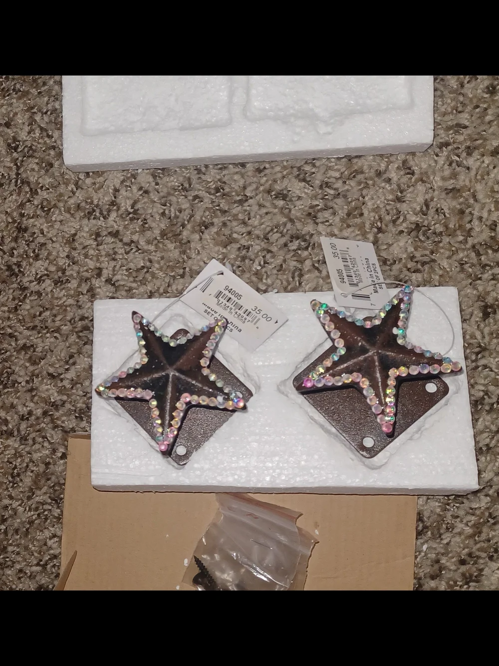 Decorative Brown Star Wall Hooks with Multicolor Accents